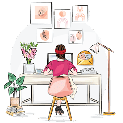 Illustration of a woman working at her desk